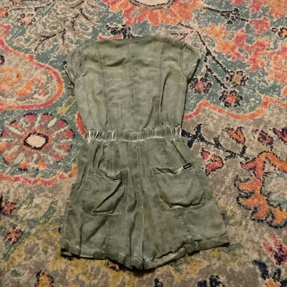 RVCA Distressed Green Zip Romper XS - Picture 3 of 4